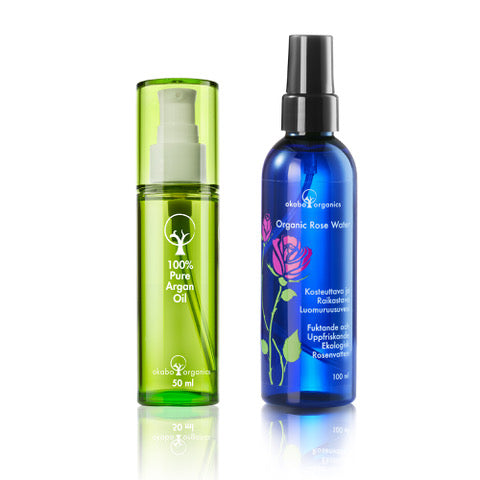 DUO Kosteuttava Luomu Ruusuvesi ja 100% puhdas Arganöljy