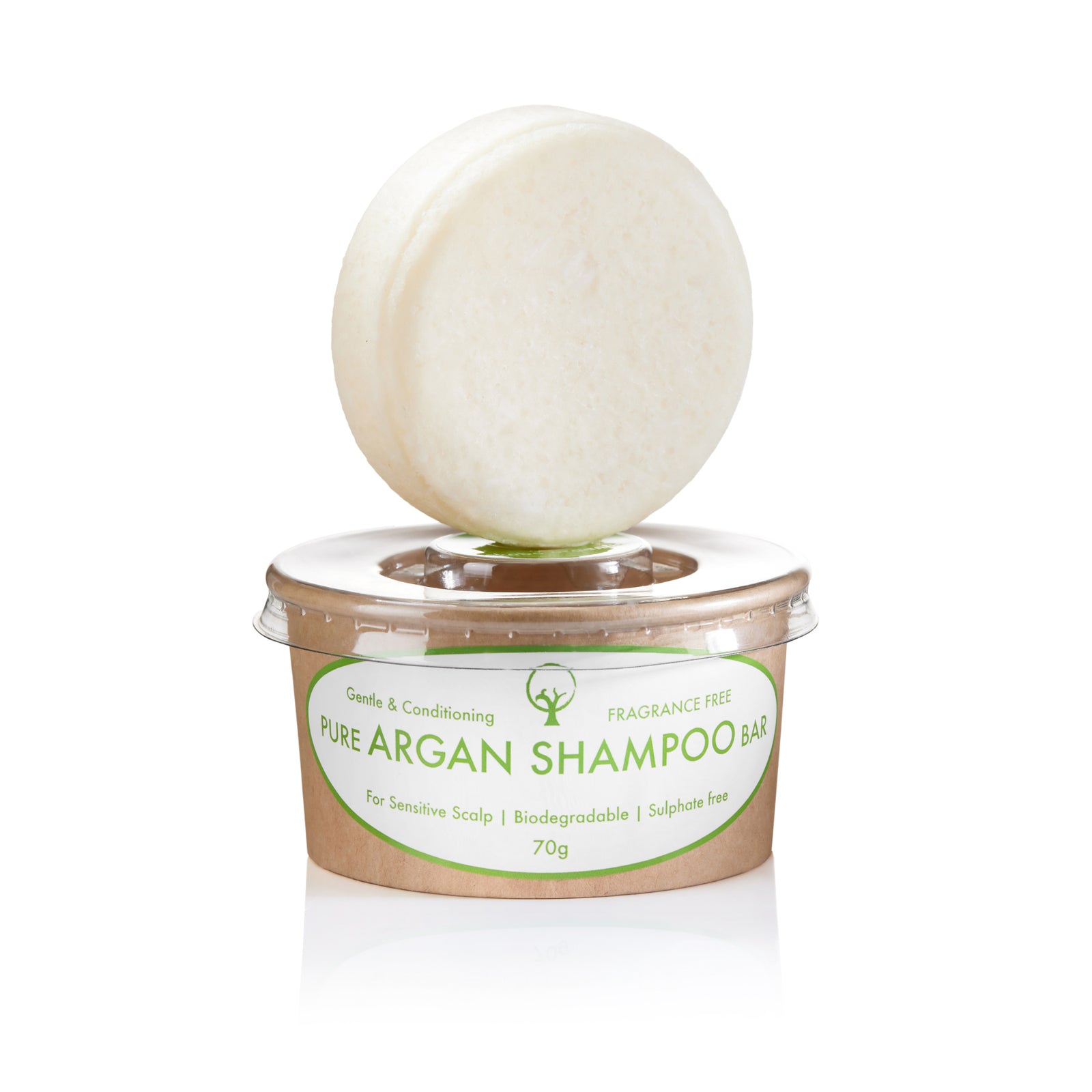 Hoitava Argan Shampoopala, Hajusteeton Sensitive  70 g