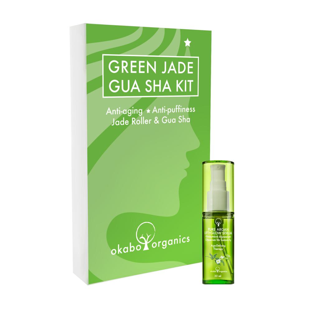 Green Jade Gua Sha Kit ja LIFT + GLOW öljyseerumi