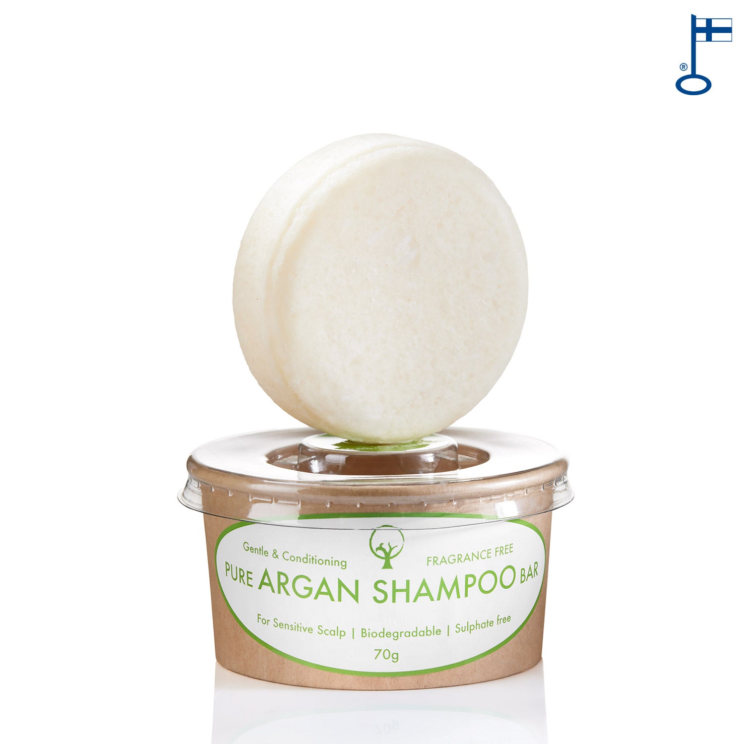 Hoitava Argan Shampoopala, Hajusteeton Sensitive  70 g